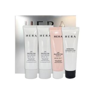 헤라 UV 프로텍터 멀티 디펜스 2종 기획 세트 50ml 2개 + 톤업 40ml + 클렌징폼 50ml 저자극 데일리 선크림