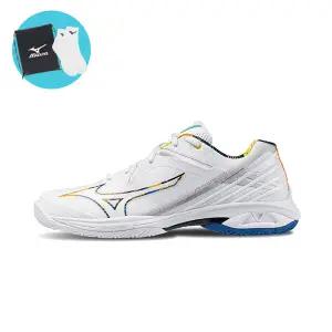 미즈노 71GA244333 웨이브 클로3 와이드 화이트블루 배드민턴화 인도어화 (양말+신발주머니+그립 증정)