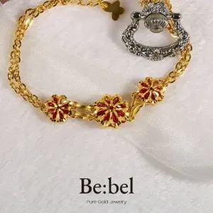 순금팔찌 11.25g(3돈 세돈) 24k 클로버 루비 탄생석 비벨