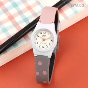 [큐앤큐] VP47J-038Y 미니멀 핑크 그레이 도트 컬러풀 캐쥬얼 여자 우레탄 손목시계 c