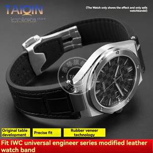 호환 IWC INGENIEUR FAMILY IW용 소가죽 고무 바닥 스트랩 스틸 커넥터 328901 328902 328903 328904 32890