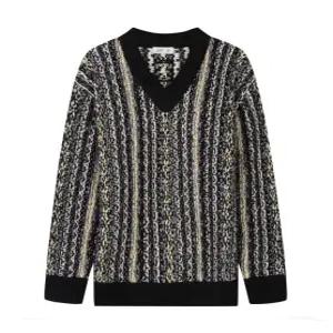 배색트리밍 믹스드 스웨터 블랙프린트(PHUCX8045)