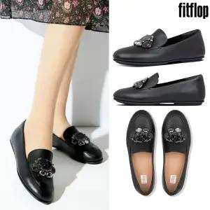 [핏플랍] Dynamicush 레나 클러스터 로퍼 블랙 레더 여성 신발 AM3-001