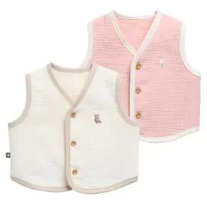 [그린베베] 영유아 봄가을용_미니 베어 삼중 거즈 조끼/유아수면조끼/아기옷/외출복/실내복/신생아/남아/여아/순면/KC인증/국내생산