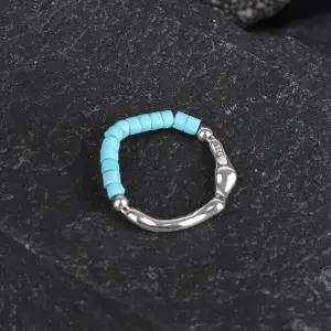 [시후주얼리] 실버 웨이브 터키석 체인 반지 RS075R