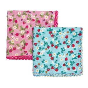 국산 HE14 엠보 딸기 손수건 아사 면 레이스 여자 여성 큰 등산 단체 선물 답례품 패턴