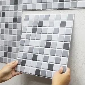 셀프시공 접착식3D셀프벽타일미니스톤10P 데코타일 벽지