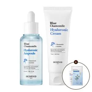 [스킨푸드] [혜택가24,260원] [SET] 블루 캐모마일 히알루로닉 앰플&크림 + (증정) 마스크팩1개+크림15ml