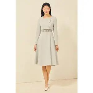 [JJ지고트](광주신세계)스퀘어넥 재킷 플레어 원피스 GPAM0OP941