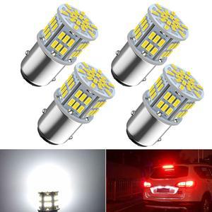 멜판-오토 1157 LED 브레이크 라이트 전구, 12V-24V 1157 7528 2357 2057 BAY15D 차량용 트레일러 보트용 브레이크 테일 라이트 교체 전구, 54SMD 3014 칩셋 화이트 라이트, 4PCS