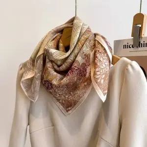 쓰러담아) 고급 사각 패턴 스카프 숄 롱 긴 머플러 사각스카프 까레스카프 큰스카프