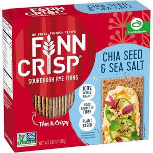 핀 크리스프 치아 씨드 라이 크리스프브레드, 얇고 바삭한 정통 핀란드 사워도우 크리스프브레드 크래커(6.8온스 박스)