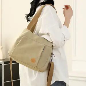요즘하우스 캔버스 중 여성 숄더백 크로스백 멀티포켓 데일리 가방 3색상 CB-W20+스카프