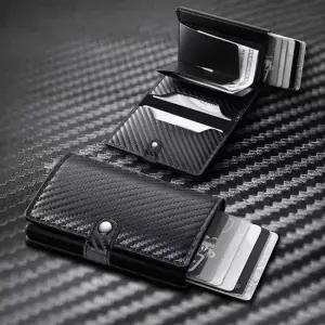 남성 자동 슬라이드 카드 지갑 사원증 교통카드 수납 반지갑 명함케이스 수납정리함 하드케이스