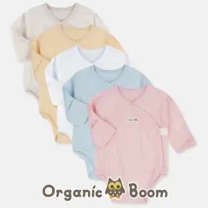 [2만 무]오가닉붐 인증받은 진짜 오가닉 통풍 솔솔 무형광 아일렛메쉬 스냅 배냇 유기농 바디슈트(5컬러)