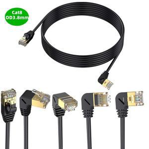 울트라 슬림 Cat8 이더넷 케이블 RJ45 직각 UTP 네트워크 패치 코드 90도 Cat6a Lan 노트북 라우터 TV 상자