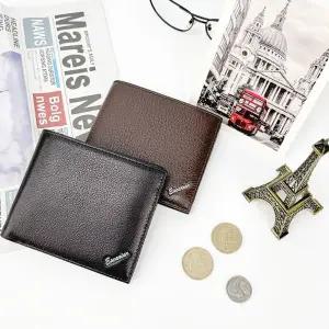 [다잇템] 남성 카드지갑 민무늬 메탈로고 쁘띠 레더 반지갑