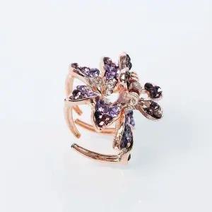 퍼플 나비 꽃 집게핀 보석 헤어 악세사리 여성-WFHKE9K