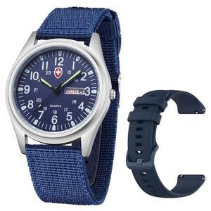 고사사 유니 밀리터리 시계 스포츠 텍스타일 나일론 스트랩 스타일리시한 남성 야광 패션 아날로그 디스플레이 쿼츠 방수 캐주얼 손목시계