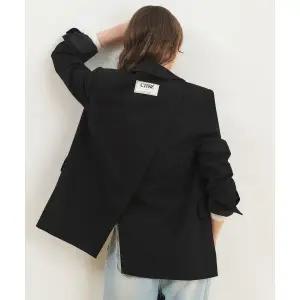 CITYBREEZE 울 루즈핏 사선 절개 싱글 자켓 BLACK