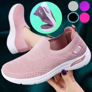 슬립온 여성 경량 니트 운동화 메쉬 캐주얼 신발 편한 데일리화 4컬러 6사이즈