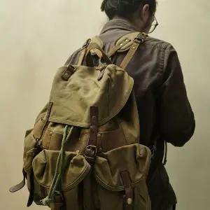 레트로 미군 빈티지 백팩 대형 헬멧 캔버스 배낭 카키