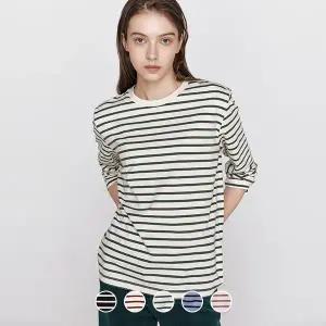[지오다노] 325913 여 라운드넥 스트라이프 긴팔티