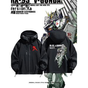 루즈핏 RX93 씨 카우 건담 재킷 캐주얼 스타일 폴리에스터 섬유 지퍼 클로저 후드 코트 청소년 일상복