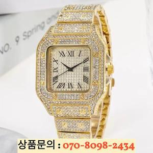 럭셔리 다이아몬드 남성 시계 골드 숙녀 손목 라인 석 팔찌 2024 새로운