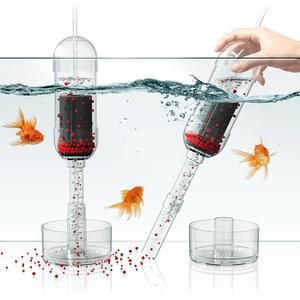 이루지오 수족관 청소기 2in1 - 소형(수심 7 10.6인치) | 기판 표면 파편 진공 공기 흡입 물 손실이 거의 없음 조용한 45 50dB