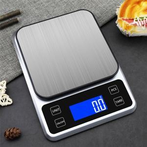 디지털 주방 저울 전자 식품 10KG/1g 5KG/0.1g 스테인레스 스틸 패널 USB 충전 무게 도구 LCD 디스플레이