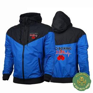2025 노복싱 노라이프 체육관 남성용 얇은 방풍 캐주얼 후드 컬러 매칭 패션 바람막이 코트 용수철 가을