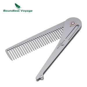 Boundless Voyage 티타늄 접이식 빗 머리 및 수염 빗 정전기 방지 포켓 크기 남성 여성에게 적합 Ti9011A