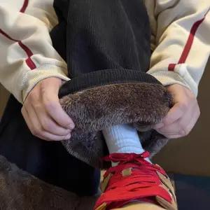 남성 면바지 코듀로이 왕도톰 캐시미어 팬츠 기모 도톰 블랙 따뜻한 겨울 주니어 일체형 융 와이드 힛템