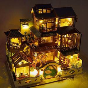 DIY 일본 집 키트 장식 소품 조명 조립 하우스 만들기 미니어처 선물