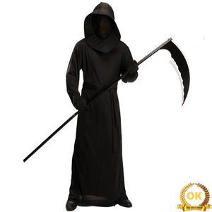 할로윈 잔인 사신 바디 슈트 공포 죽음의 코스프레 검은 망토 의상 아이