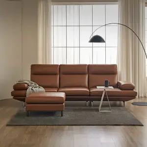 칼마 4인 고정형 세미아날린 전체 가죽소파