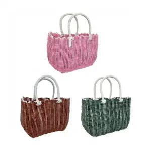 피크닉 빨대 가방 스트로우백 여름 라탄 감성 물결 패턴 핸드백 바구니
