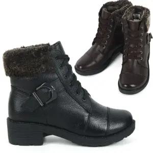 가죽 여성 방한 워커 앵클부츠 털부츠 털신발 HS1130