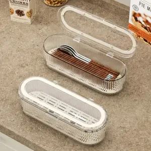 클리어 수저통 테이블 수저함 수저케이스 수저보관함 물빠짐수저통 심플사각수저통