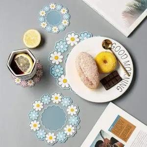 블루 3P 캐주얼 냄비 주방 매트 식탁