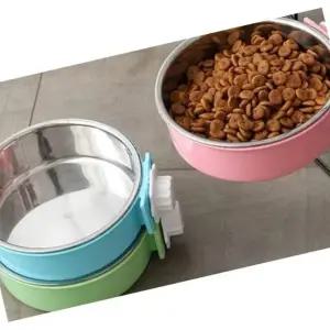 애완동물 철장걸이 식기 기구 소형 강아지 밥그릇 고양이 사료 용기 (WFK8SV4)