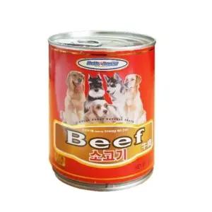 강아지 간식 캔 소고기 통조림 애견 400g 헬로도기 고급 애견사료 (WFK8QHS)