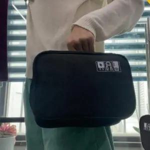 여행시 대용량 2단 전자기기 파우치 블랙