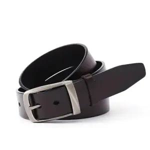 남자 소가죽 허리띠 다크브라운 핀버클 기념일 혁대