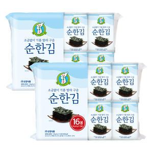 지도표성경김 소금없이 기름발라 구운 순한김 4g 16봉 2개(2026.01.22까지)