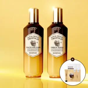 [스킨푸드] [혜택가24,950원] [2종세트] 로열허니 프로폴리스 토너 + 에멀전 + (증정)크림15ml+마스크팩2개