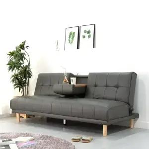 에보니아 키핑 컵홀더 3인용 소파베드 패브릭 인조가죽 / 쇼파 침대 3인 등받이 3단각도조절