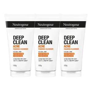 뉴트로지나 NEW 딥클린 아크네 포밍 클렌저 150g, 3개+증정(뉴트로지나 인텐스 시카 에멀젼 15ml)