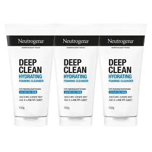 뉴트로지나 NEW 딥클린 하이드레이팅 포밍 클렌저, 150g, 3개 + 증정(뉴트로지나 인텐스 시카 에멀젼 15ml)